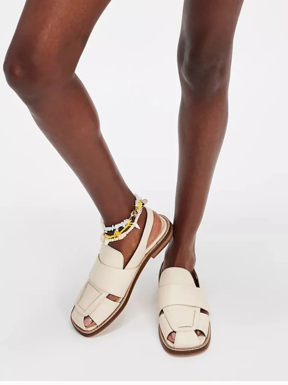 Free People Cream Woven Slingback Sandals